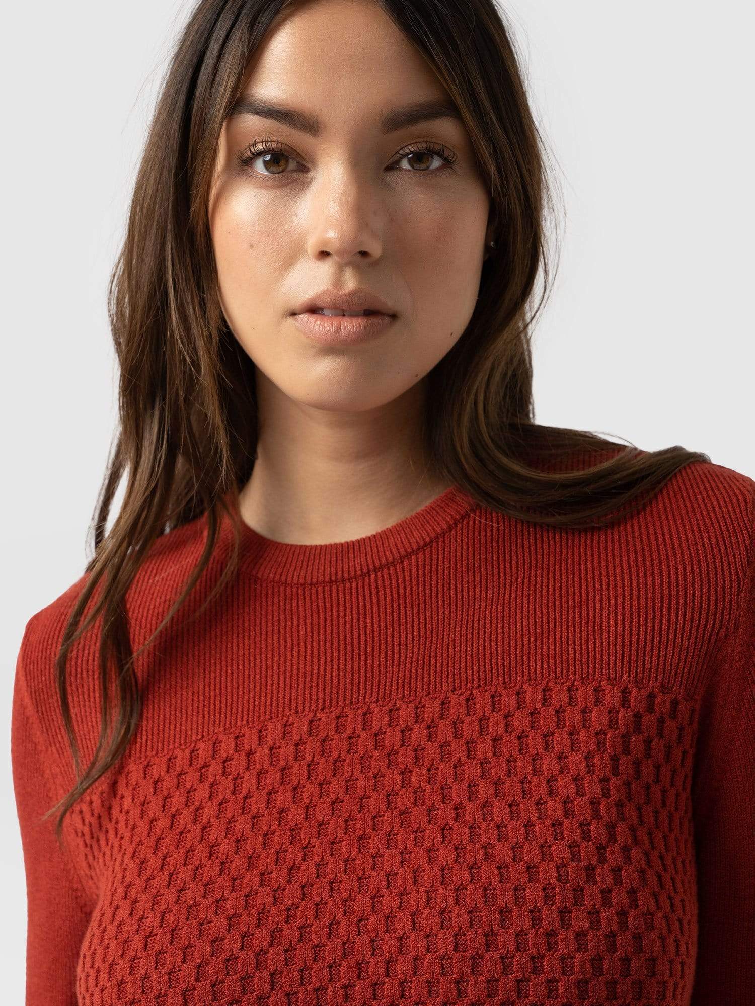 Honeycomb Rib Jumper Orange - Women's Jumpers | Saint + Sofia® EU